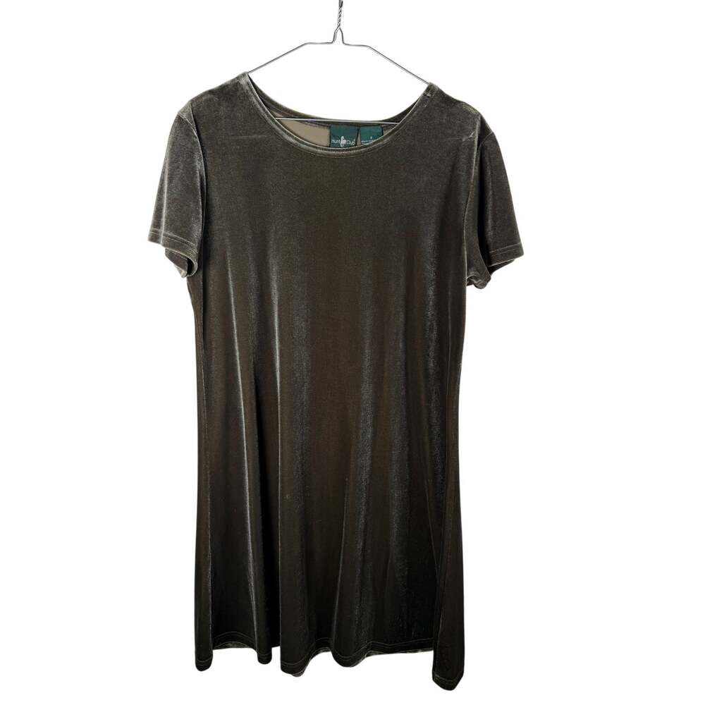 Hunt Club Brown Velvet Short Sleeve T-Shirt Shift Dress Size 6 Holiday party